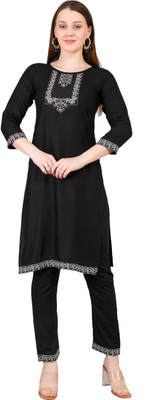 MS EMBROIDERY WORKS Women Kurti Pant Set