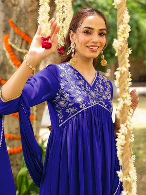 Janasya Women Kurti Palazzo Dupatta Set
