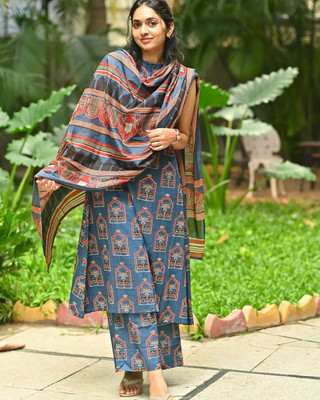 Tasrika Printed Kurta, Palazzo & Dupatta Set