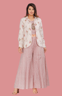 Highlight fashion export Women Ethnic Top Sharara Ethnic Jacket Set