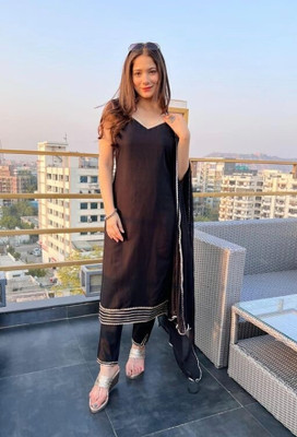 Heba Solid Kurta, Trouser/Pant & Dupatta Set