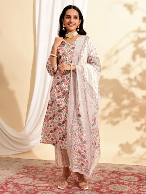 Tasrika Floral Print Kurta, Trouser/Pant & Dupatta Set