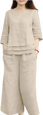 Keshavm Women Crop Top Palazzo Set