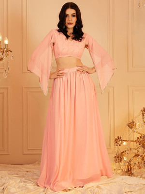 INDO STREET Women Crop Top Skirt Set