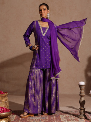 Janasya Women Kurti Sharara Dupatta Set