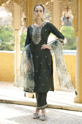 Runaya Nx Embroidered Kurta, Trouser/Pant & Dupatta Set