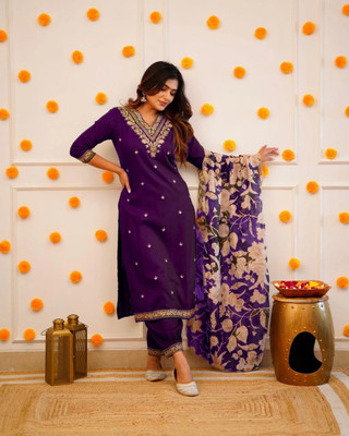 PILUDI Women Kurta Pant Dupatta Set