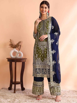 HouseOfCommon Women Kurta Palazzo Dupatta Set