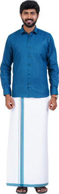SUMAN TEX Men Shirt Dhoti Set