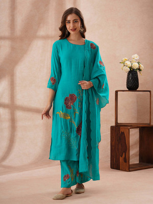 Fashor Women Kurta Palazzo Dupatta Set