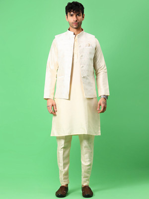 V-MART Men Kurta Pyjama Ethnic Jacket Set