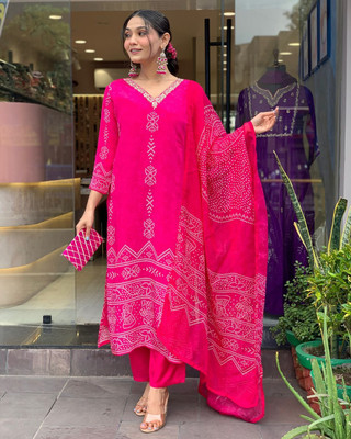 ZIBLON Printed Kurta, Trouser/Pant & Dupatta Set