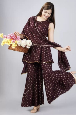 BLEVY Women Kurta Sharara Dupatta Set