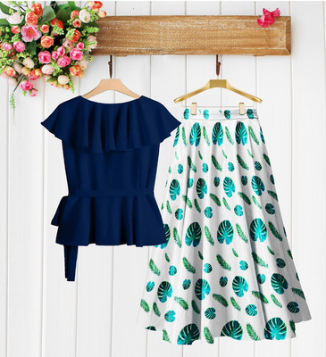 IKHODALCART Women Ethnic Top Skirt Set