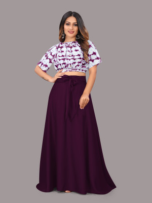 okf Women Crop Top Skirt Set