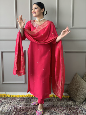 Firewave Solid Kurta, Trouser/Pant & Dupatta Set