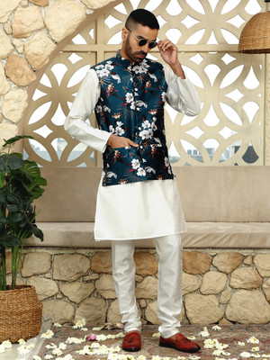 kraft india Men Kurta Pyjama Ethnic Jacket Set