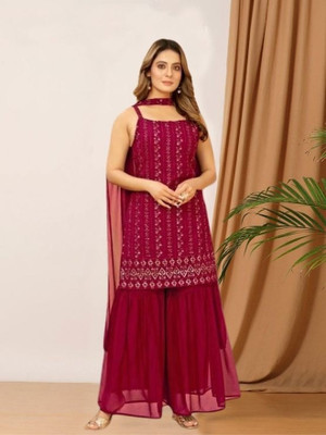 Camerfly Women Kurti Sharara Dupatta Set