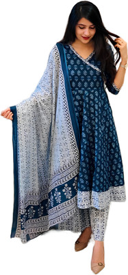 StyleDeal Printed Anarkali Kurta, Bottom & Dupatta Set