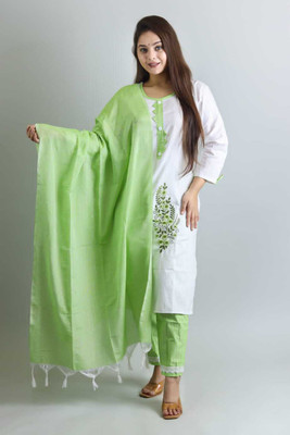 Sunbright Embroidered Kurta, Trouser/Pant & Dupatta Set