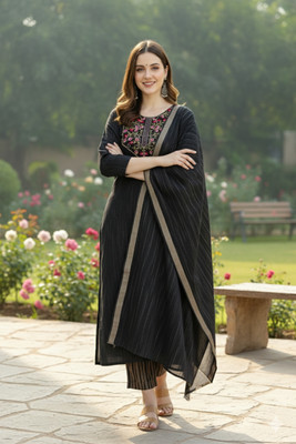 Tikkar Embroidered Kurta, Trouser/Pant & Dupatta Set