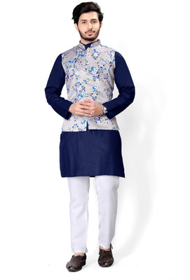 TRUST OUS Men Kurta Pyjama Ethnic Jacket Set