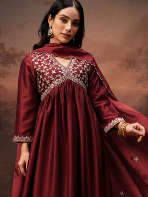 Vishudh Women Kurta Palazzo Attached Dupatta Set