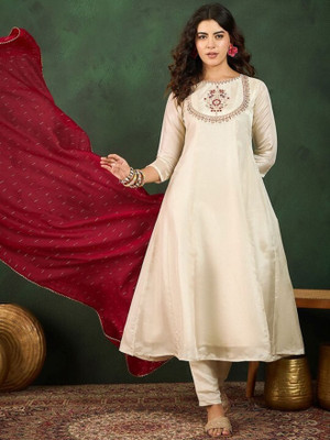 Krisio Embroidered Kurta, Trouser/Pant & Dupatta Set