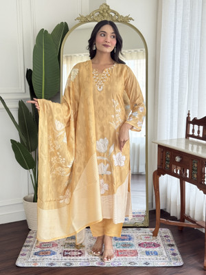 Krisio Embroidered Kurta, Trouser/Pant & Dupatta Set