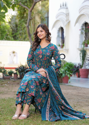 MANOJAVA Women Kurta Palazzo Dupatta Set