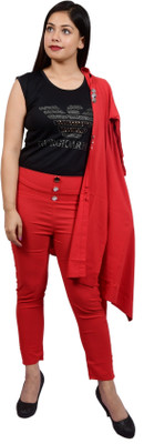 Oliaz Women Crop Top Pant Ethnic Jacket Set