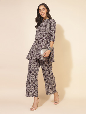 Janasya Women Ethnic Top Palazzo Set
