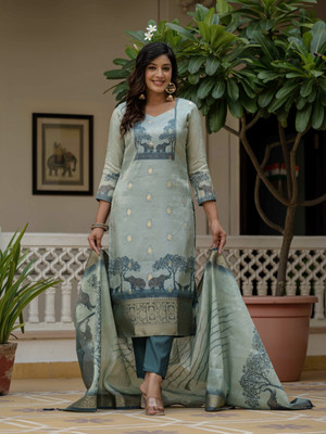 Karneshwar Creation Women Embroidered Straight Kurta(Light Green)