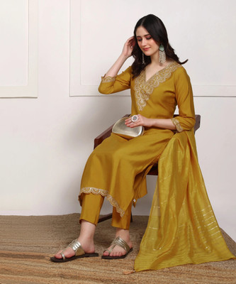 New Ethnic 4 You Women Kurta Pant Dupatta Set