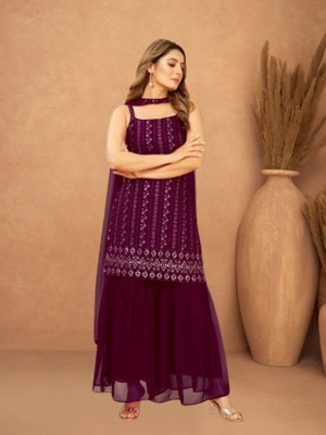 PRIYANSHI ENTERPRISE Women Ethnic Top Sharara Dupatta Set