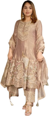 TEELFAB Women Ethnic Top Palazzo Dupatta Set