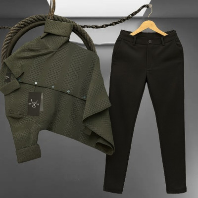 Black Deer Men Shirt Pant Set