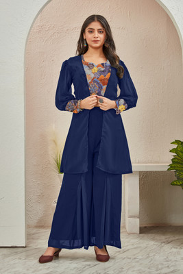 THUMMAR HOUSE Women Kurta Sharara Ethnic Jacket Set