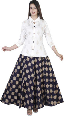 Lamba Creations Women Ethnic Top Skirt Set