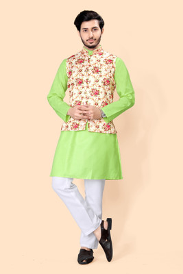 PARALLEL TIMES Men Kurta Pyjama Ethnic Jacket Set
