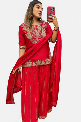 MahamStore Women Kurti Palazzo Dupatta Set