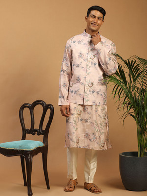 VASTRAMAY Men Kurta Pyjama Ethnic Jacket Set
