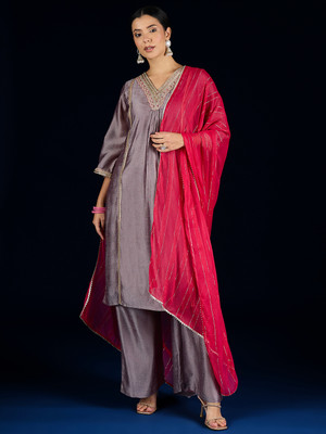 Varanga Women Kurta Palazzo Dupatta Set