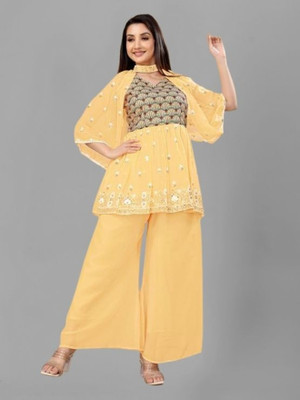 Camerfly Women Ethnic Top Sharara Set