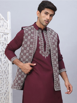 Jompers Men Kurta Pyjama Ethnic Jacket Set