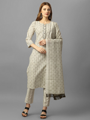 TextileCloth Geometric Print Kurta, Trouser/Pant & Dupatta Set