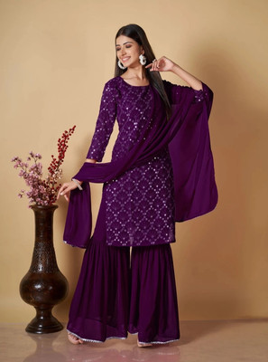 GreenERA Women Ethnic Top Sharara Dupatta Set