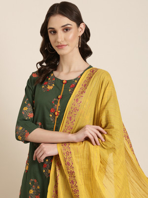 SHOWOFFFF Women Kurta Palazzo Dupatta Set
