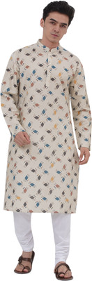 Sethukrishna Men Printed A-line Kurta(Grey)