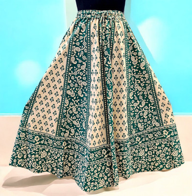 MF CREATION Printed Women Flared Green Skirt